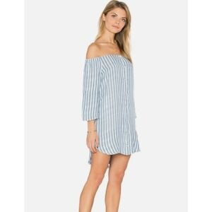 Anthropologie Cloth & Stone Striped Off Shoulder Tunic Shirt Dress Large‎